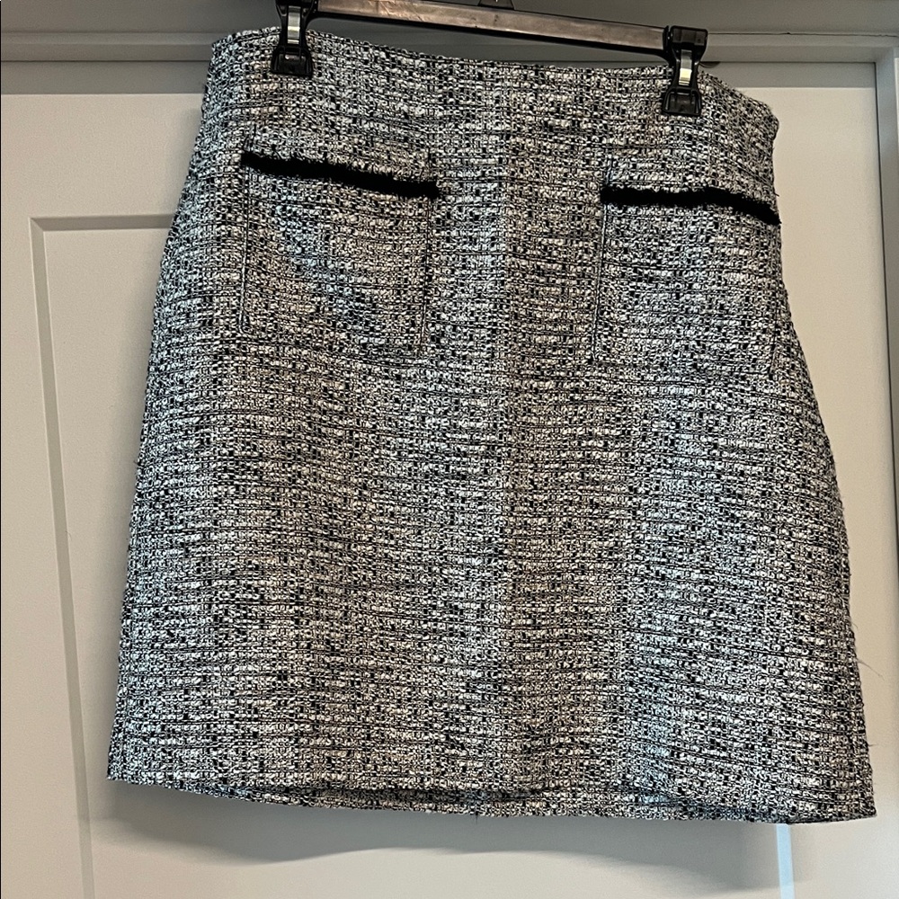 LOFT Textured Tweed Mini Skirt in Black & White
